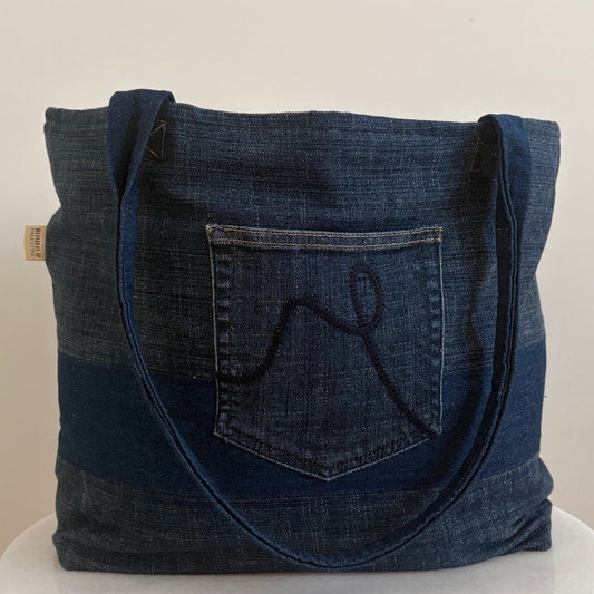 The Patchwork Tote - Dark Denim