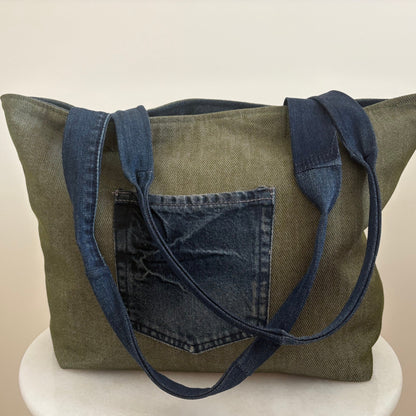 The Scout Tote - Dark Denim & Olive