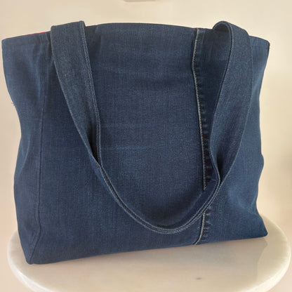 The Zsa Zsa Tote - Dark Denim & Hot Pink
