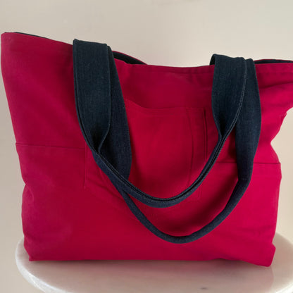The Zsa Zsa Tote - Dark Denim & Hot Pink