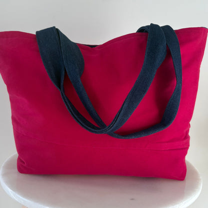 The Zsa Zsa Tote - Dark Denim & Hot Pink