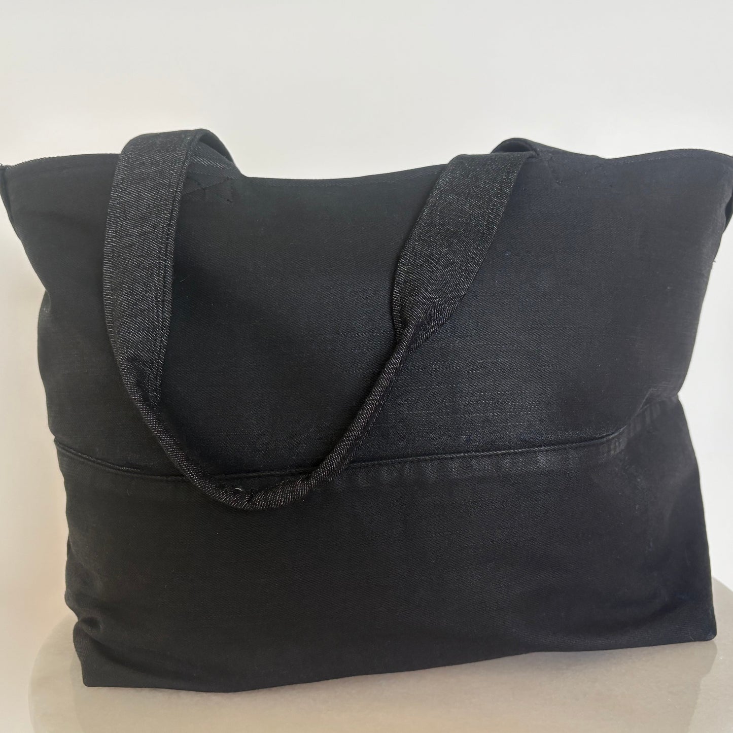 The Stevie Tote - Black Coated Denim