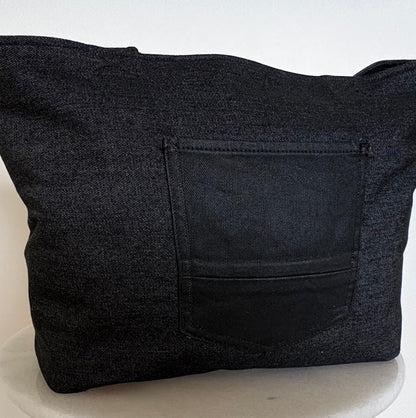 The Stevie Tote - Black Coated Denim