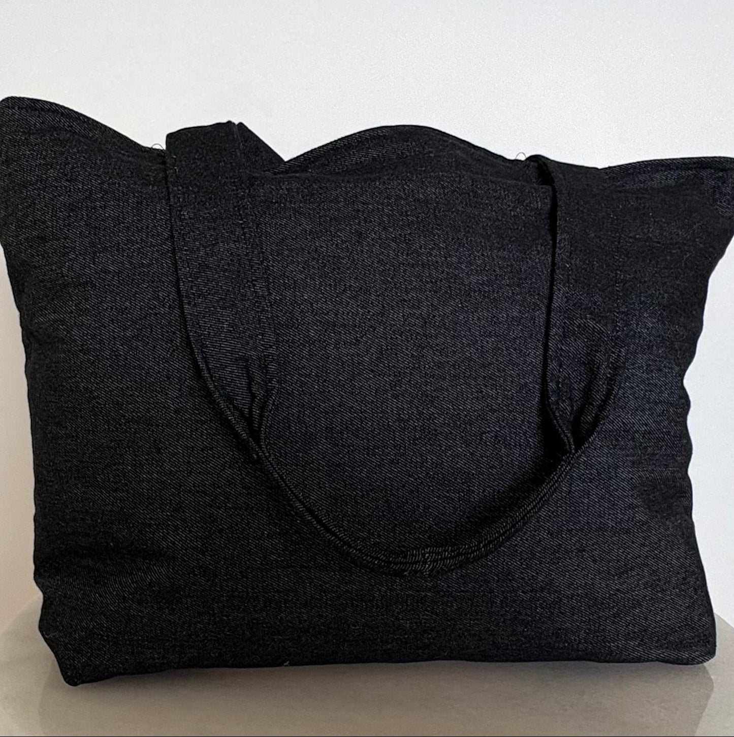 The Stevie Tote - Black Coated Denim