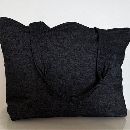 The Stevie Tote - Black Coated Denim