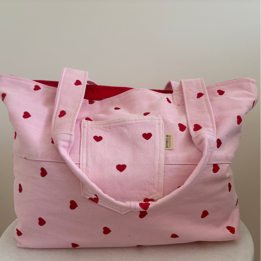 The Sweetheart Tote - Pink denim