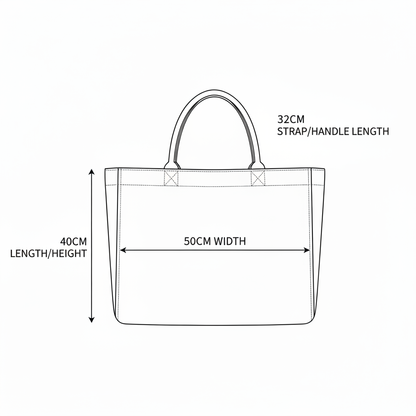 The Billie Tote Sizing Diagram