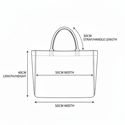 Tote Bag Dimension Diagram - 30CM Strap