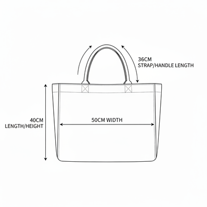 Tote Bag Dimension Diagram - 36CM Strap