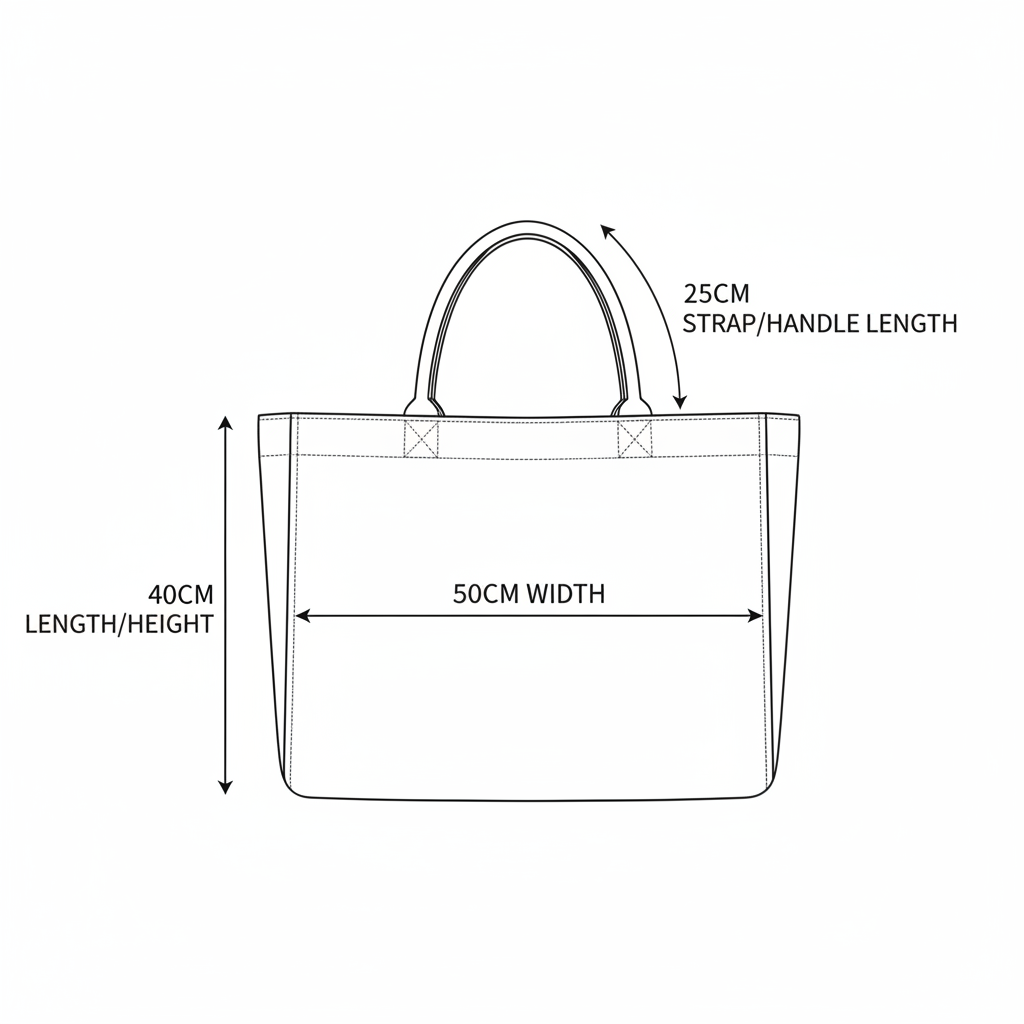Tote bag sizing diagram