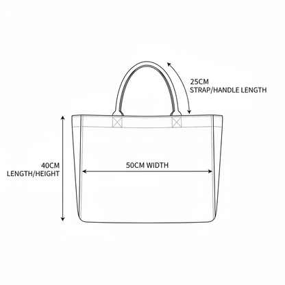 Tote bag sizing diagram